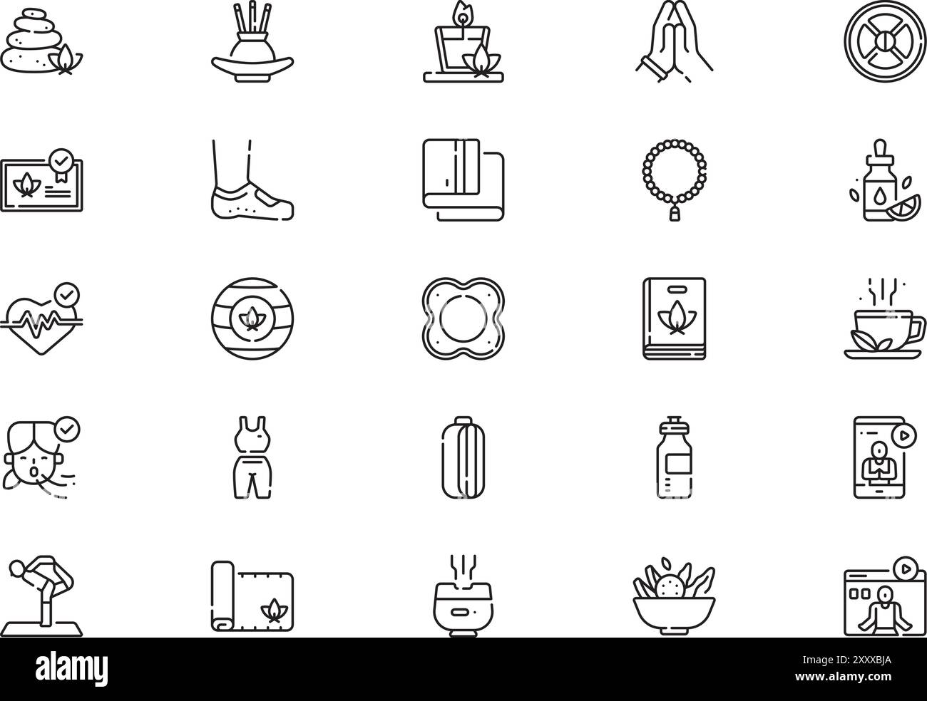 Yoga icons collection is a vector illustration with editable stroke ...