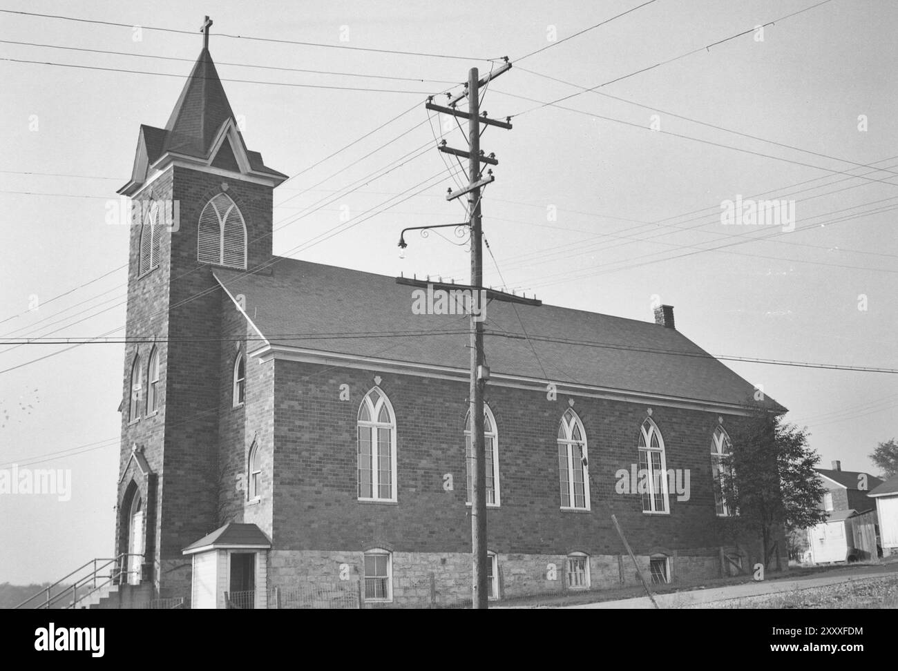 Revloc, Cambria County, Pennsylvania. Catholic Church, circa 1947 Stock Photo