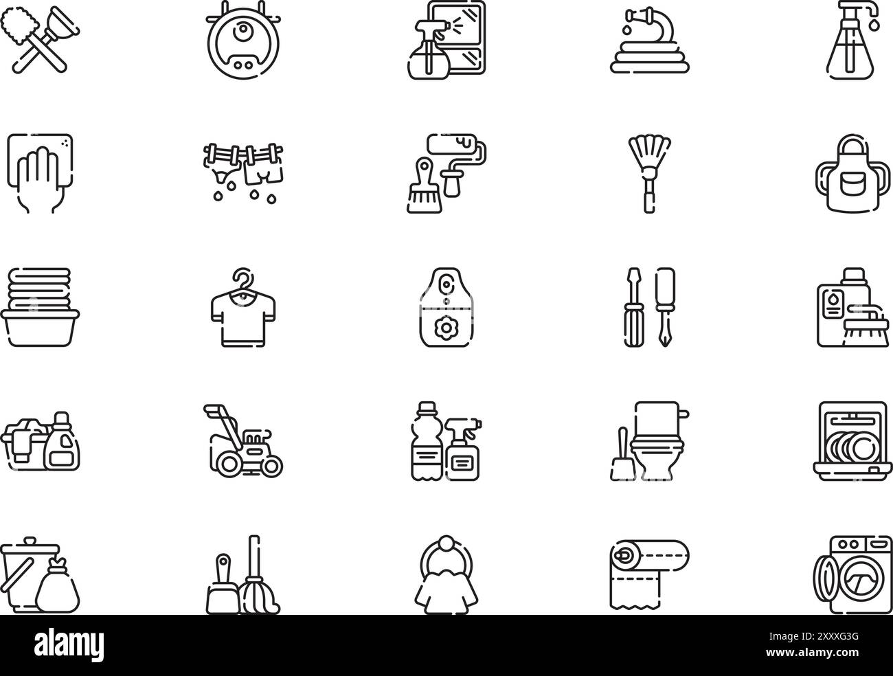 Housekeeping icons collection is a vector illustration with editable ...