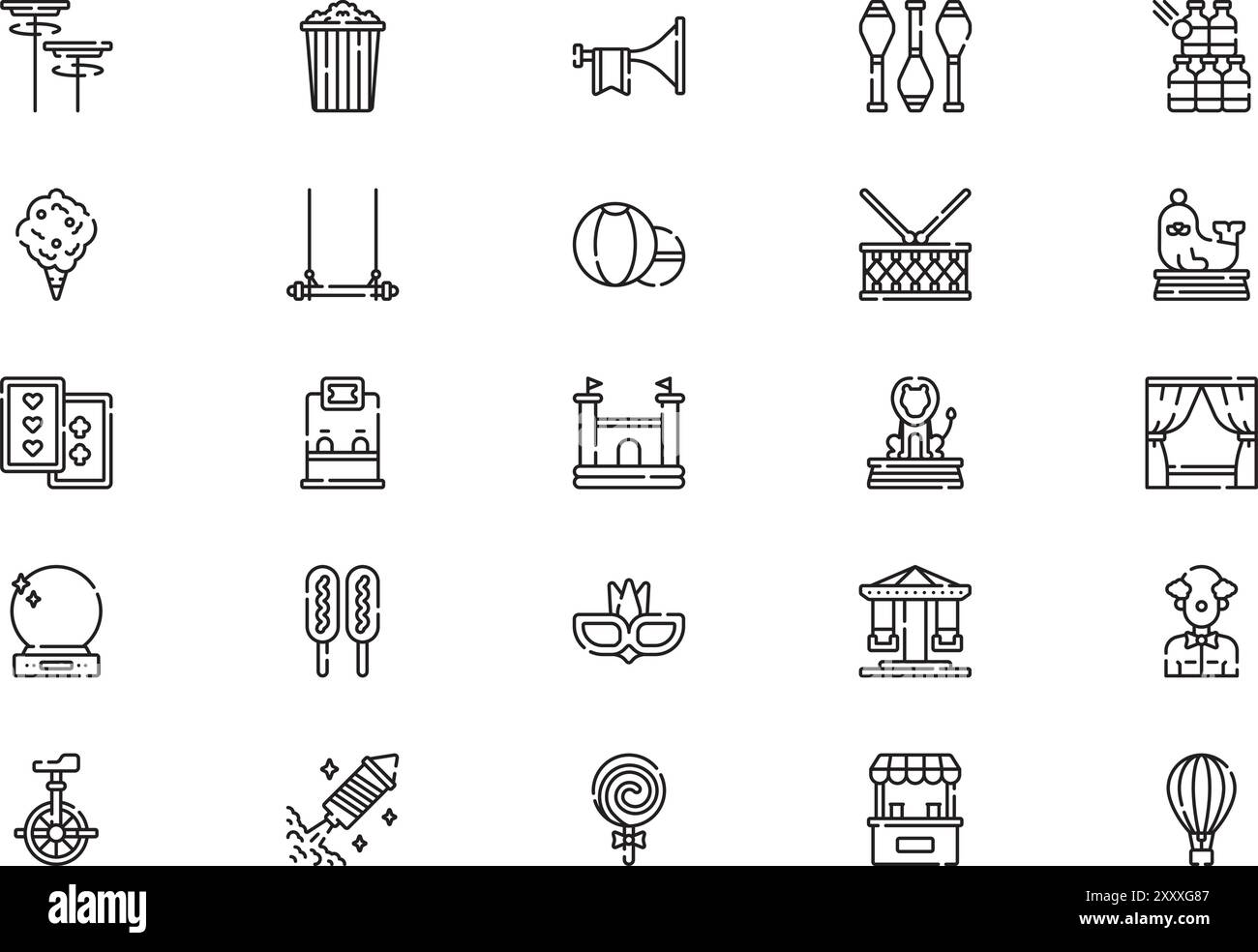 Circus icons collection is a vector illustration with editable stroke ...