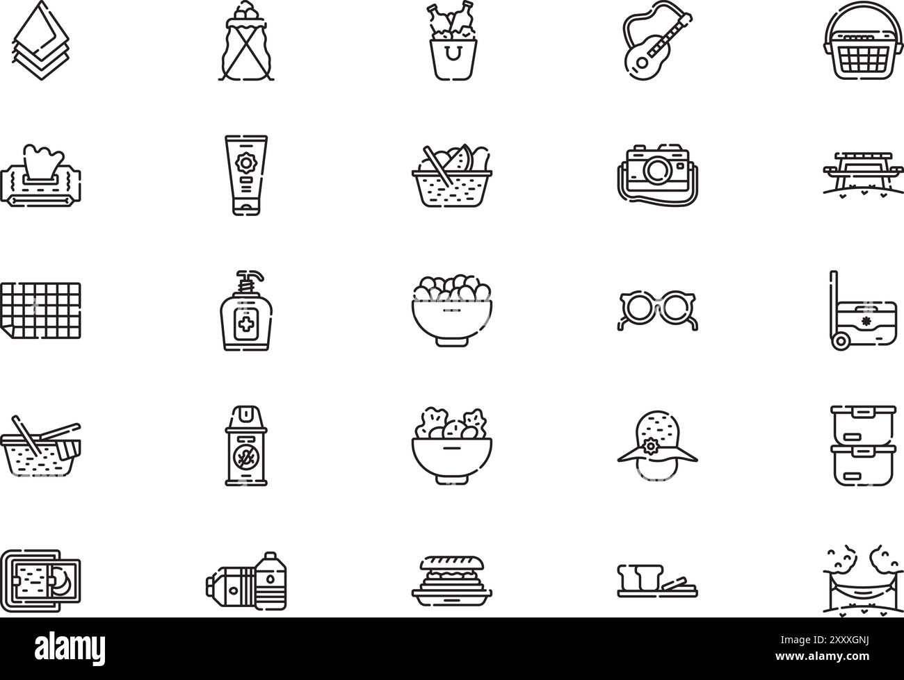 Picnic icons collection is a vector illustration with editable stroke ...