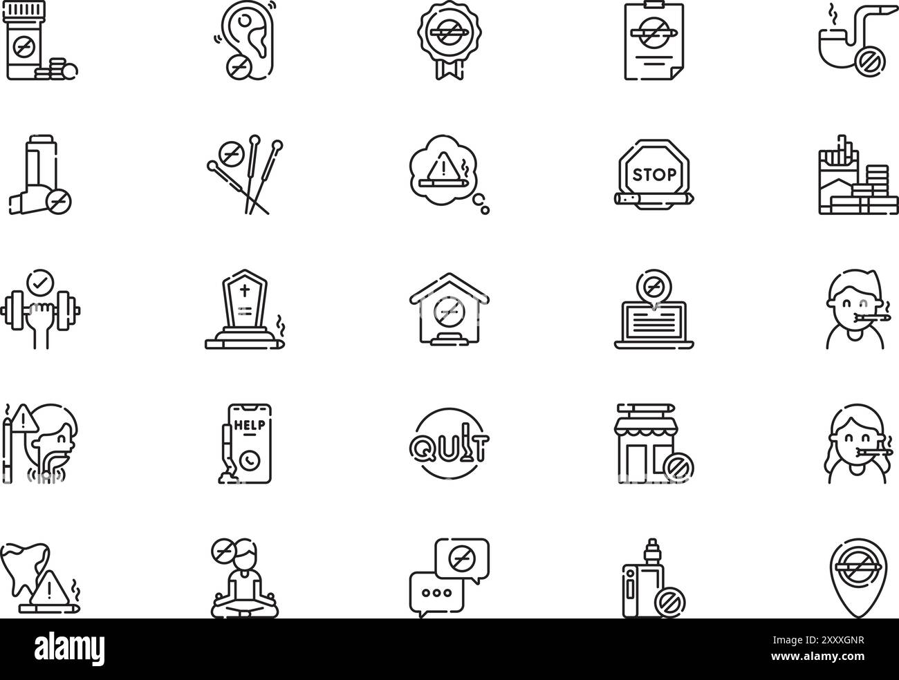 Quit smoking icons collection is a vector illustration with editable ...
