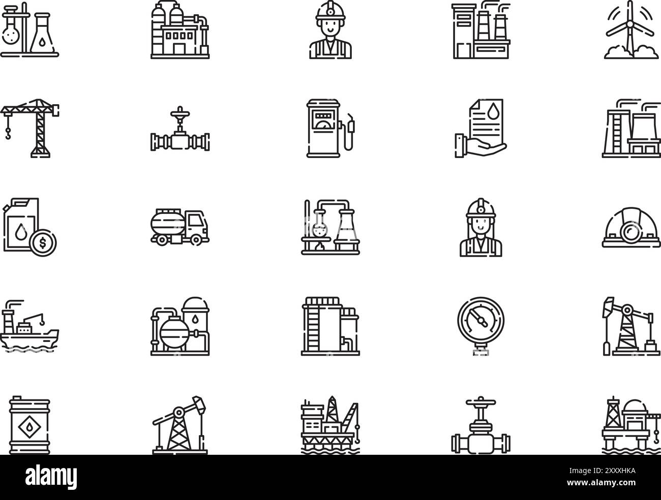 Oil and gas industry icons collection is a vector illustration with ...