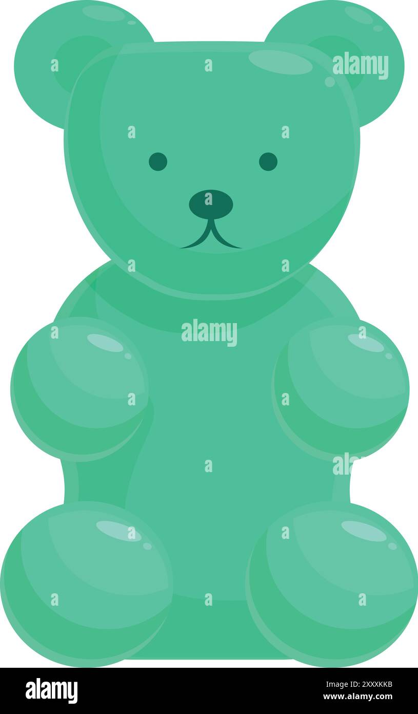 Green gummy bear sitting, a sweet treat for candy lovers Stock Vector