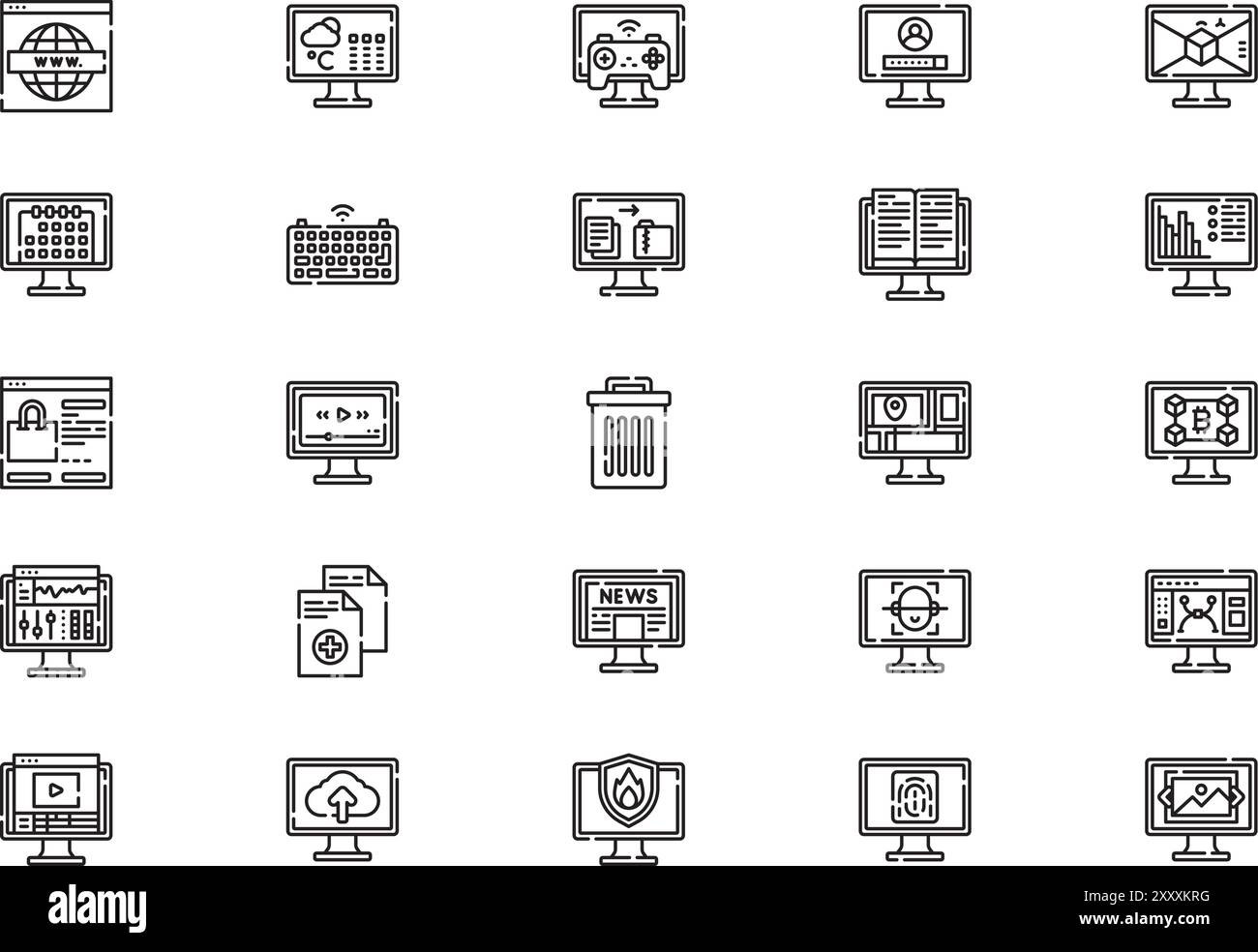 Computer functions icons collection is a vector illustration with ...
