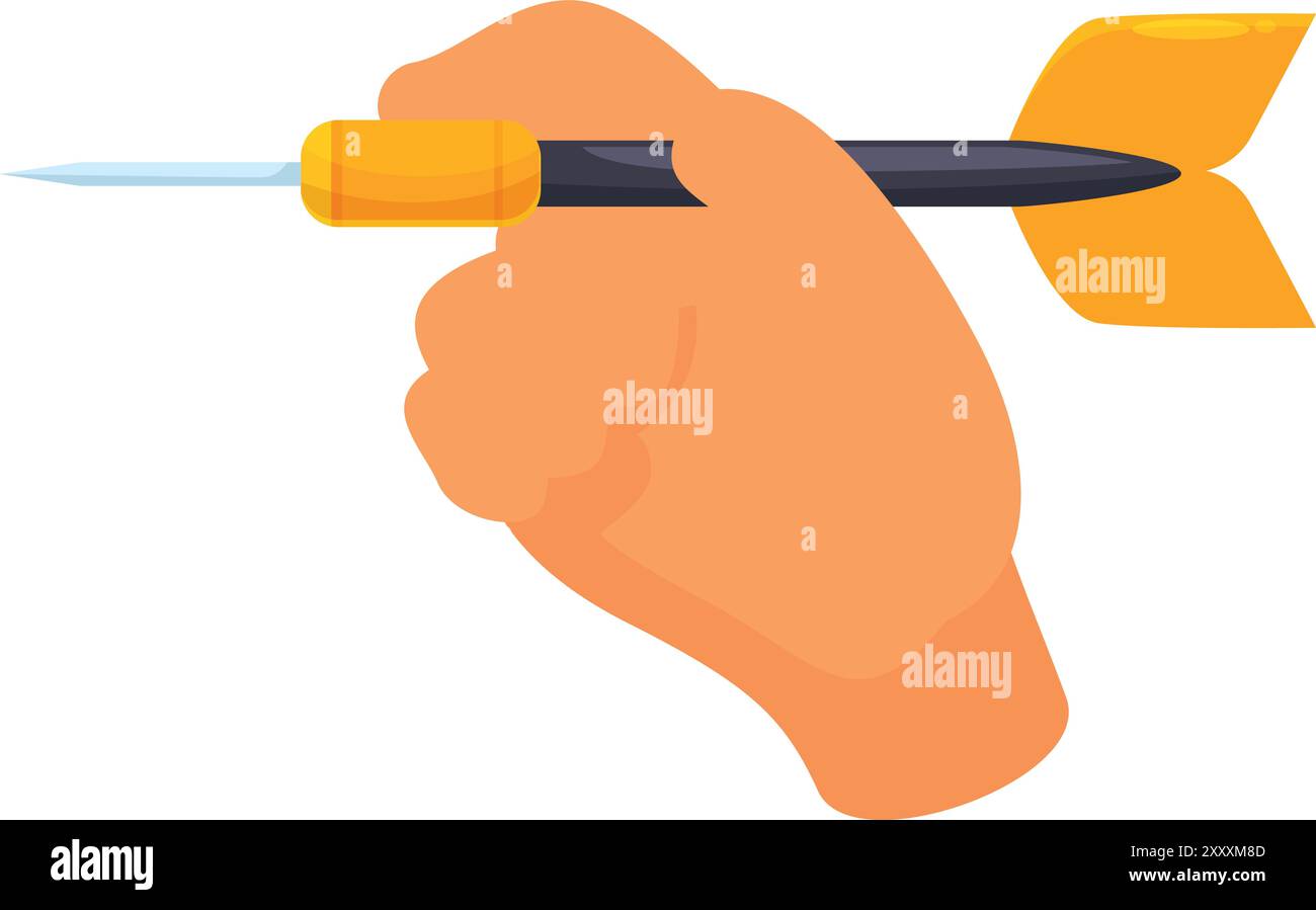 Hand is holding a dart, preparing to throw it at a target in a game of ...