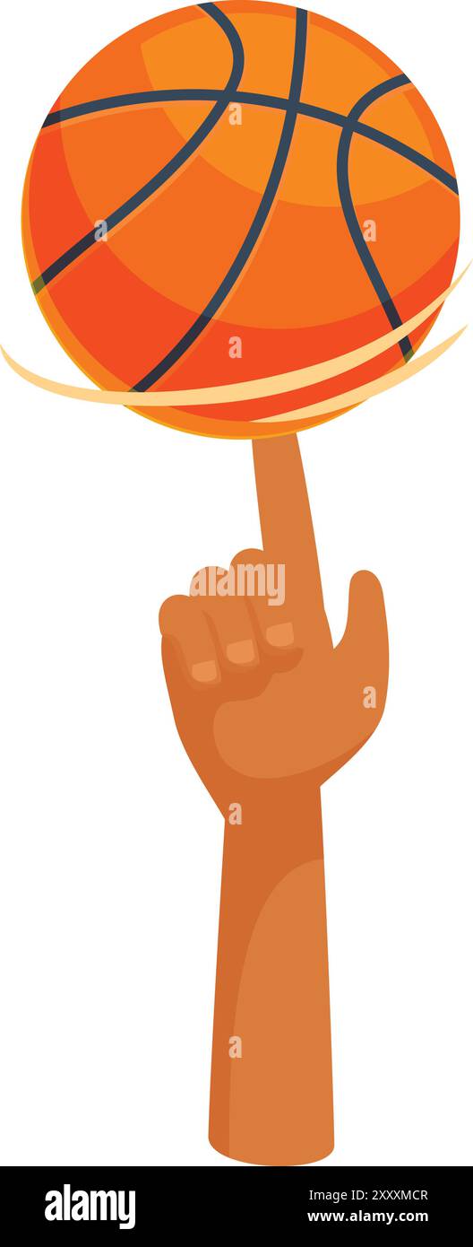 Hand spinning a basketball on a fingertip, showcasing balance and ...