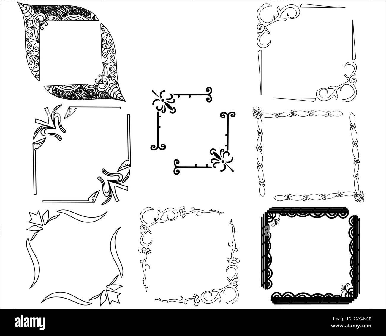hand draw frame collection doodle scribble illustration design elements ...