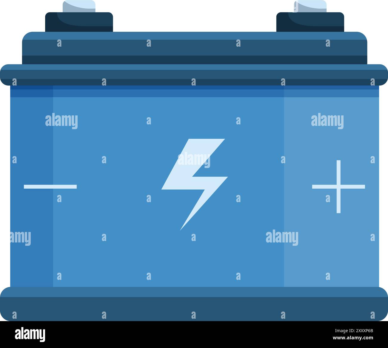 Blue car battery storing electricity, essential for powering vehicles