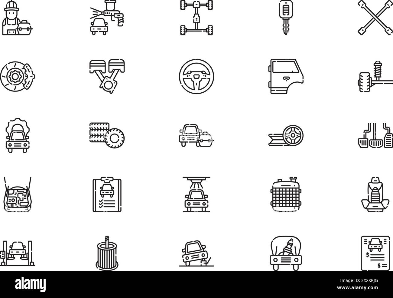 Car service icons collection is a vector illustration with editable stroke. Stock Vector