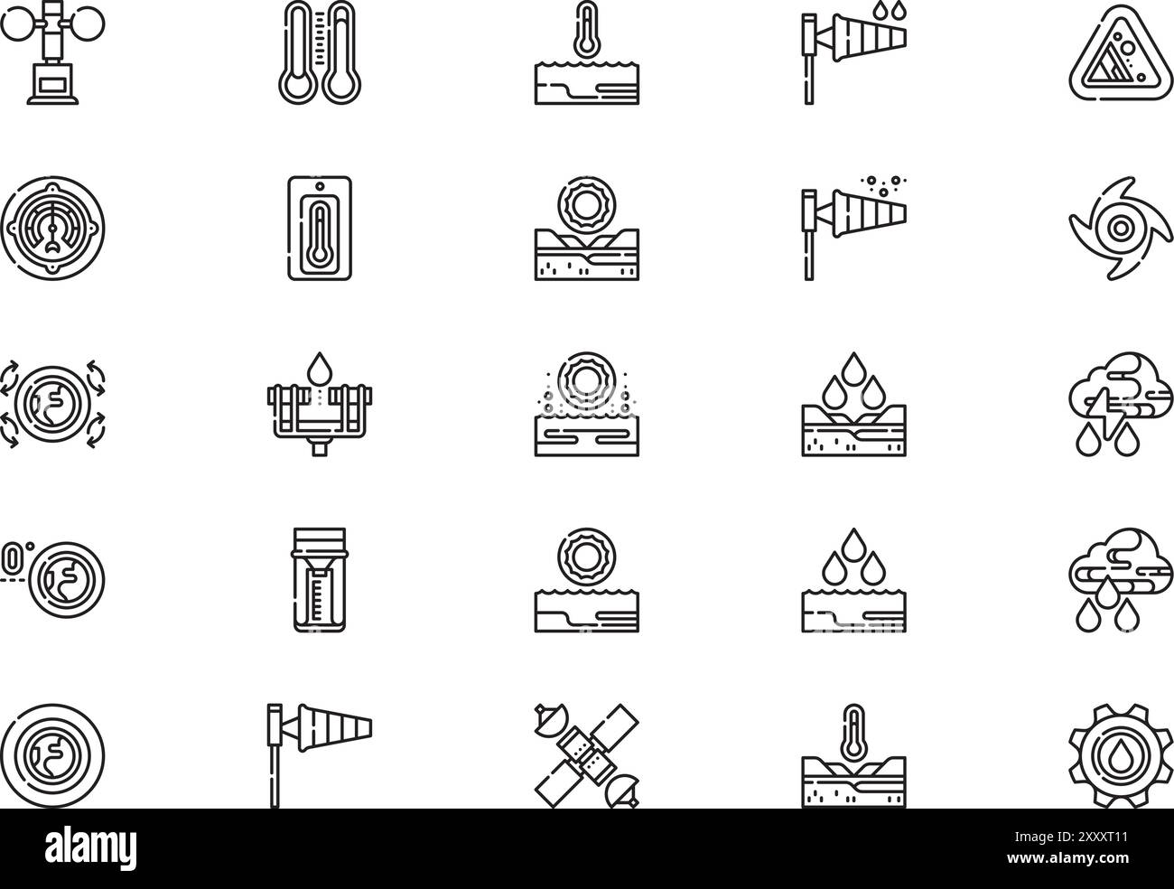 Monsoon icons collection is a vector illustration with editable stroke ...