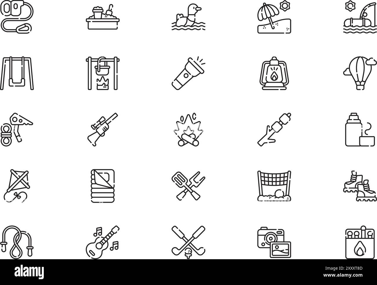 Outdoor activities icons collection is a vector illustration with ...