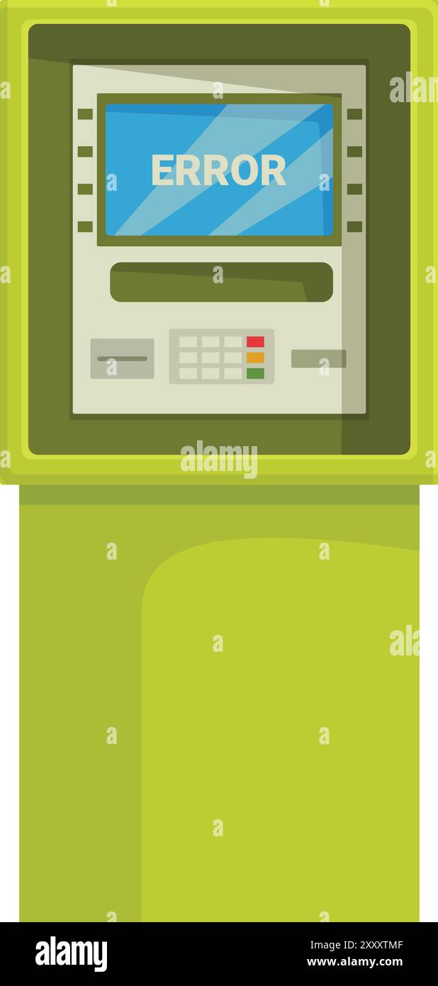 Green atm is showing error message on the screen Stock Vector