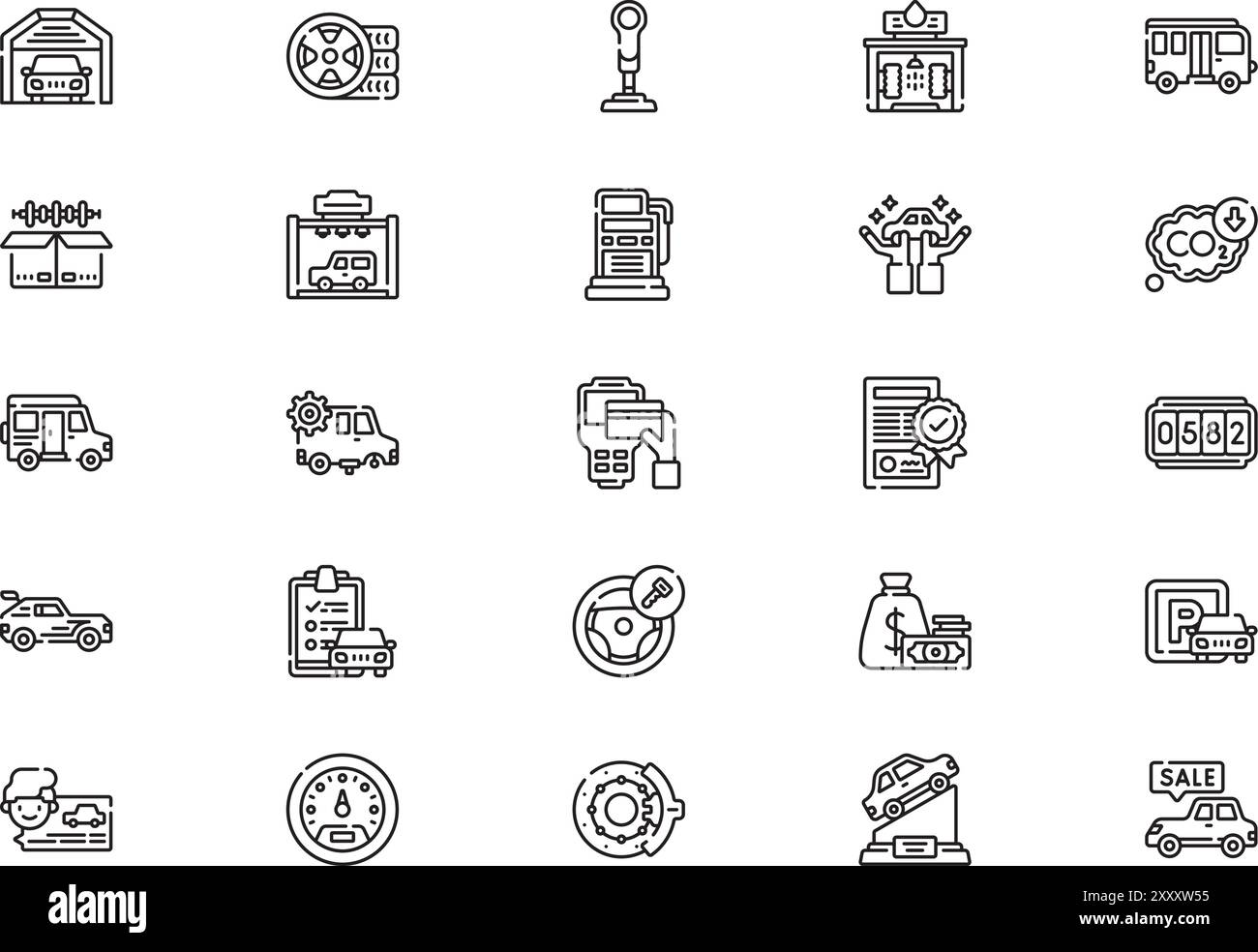 Car dealership icons collection is a vector illustration with editable ...