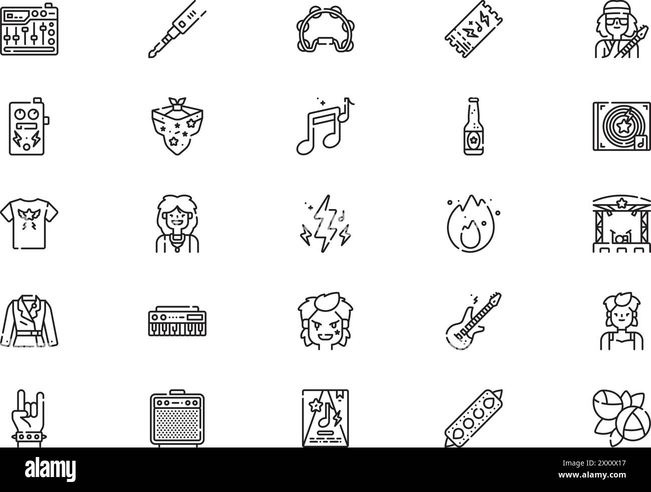 Rock and roll icons collection is a vector illustration with editable ...