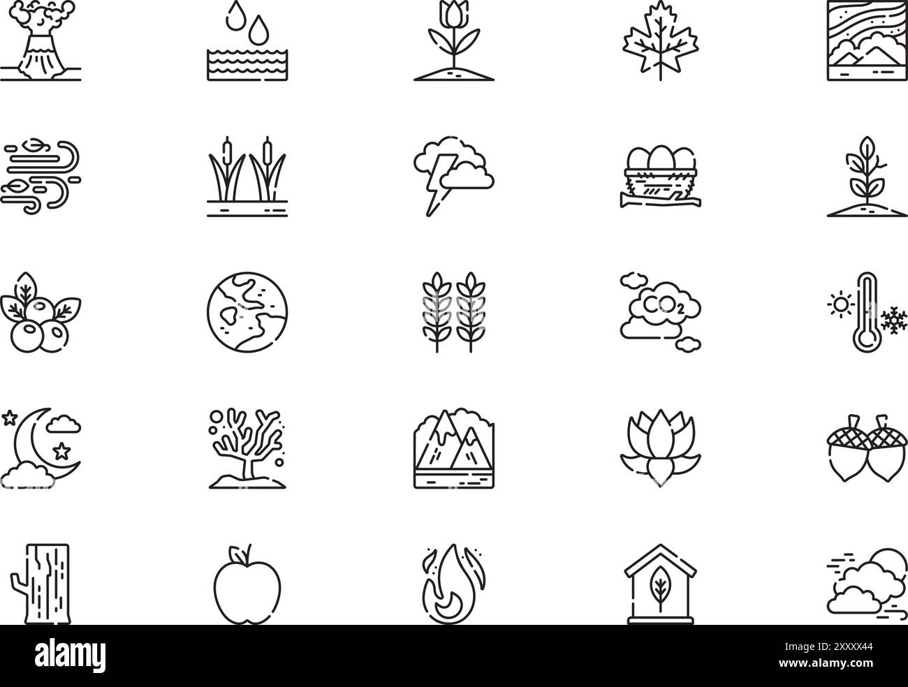 Nature icons collection is a vector illustration with editable stroke ...