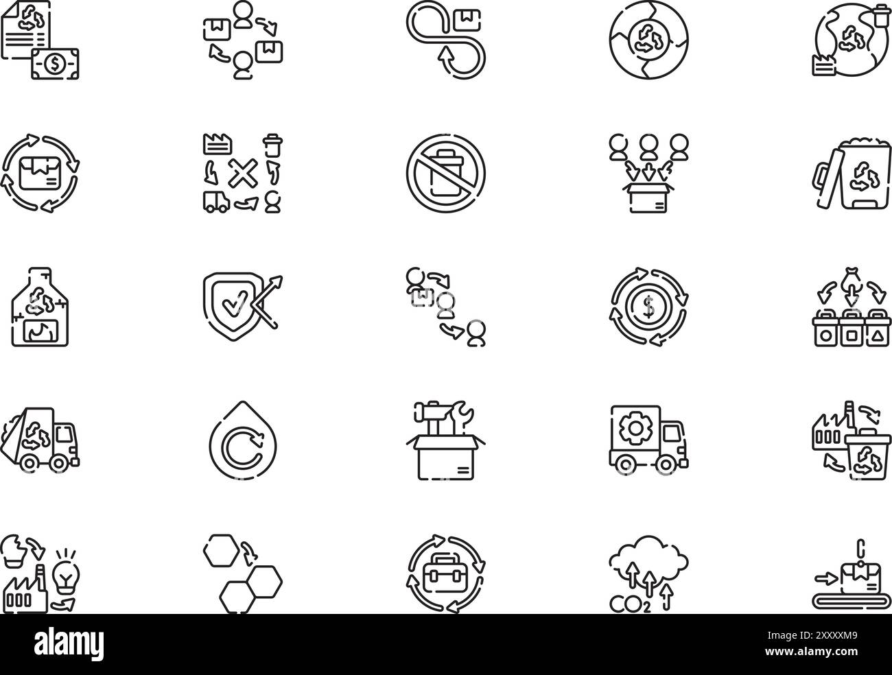 Circular economy icons collection is a vector illustration with editable stroke. Stock Vector