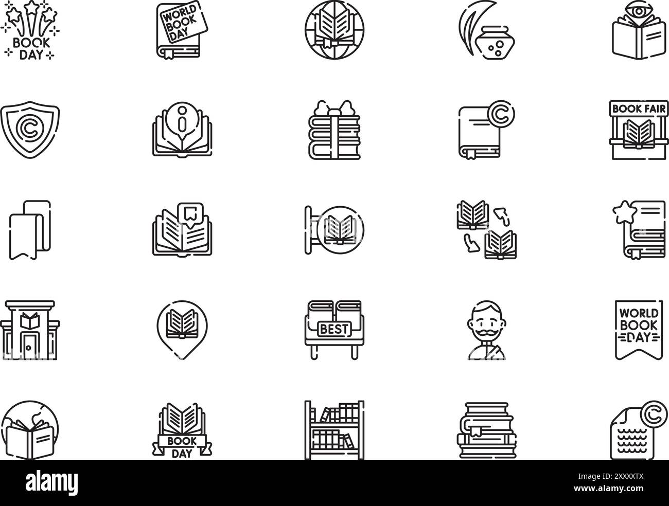 World book day icons collection is a vector illustration with editable ...