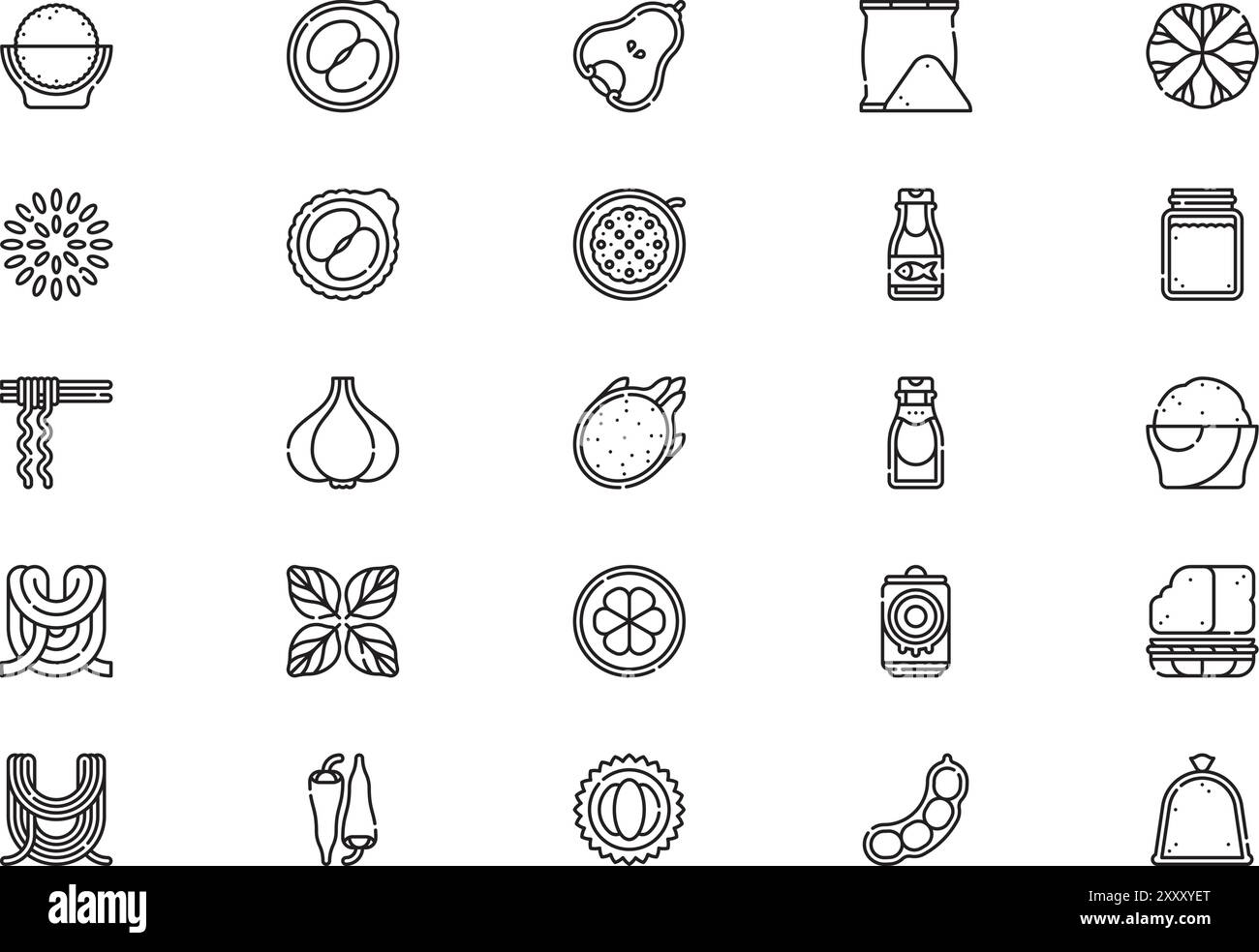 Thai food icons collection is a vector illustration with editable stroke. Stock Vector