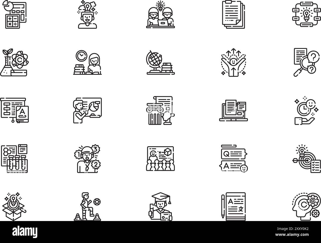 Learning icons collection is a vector illustration with editable stroke ...