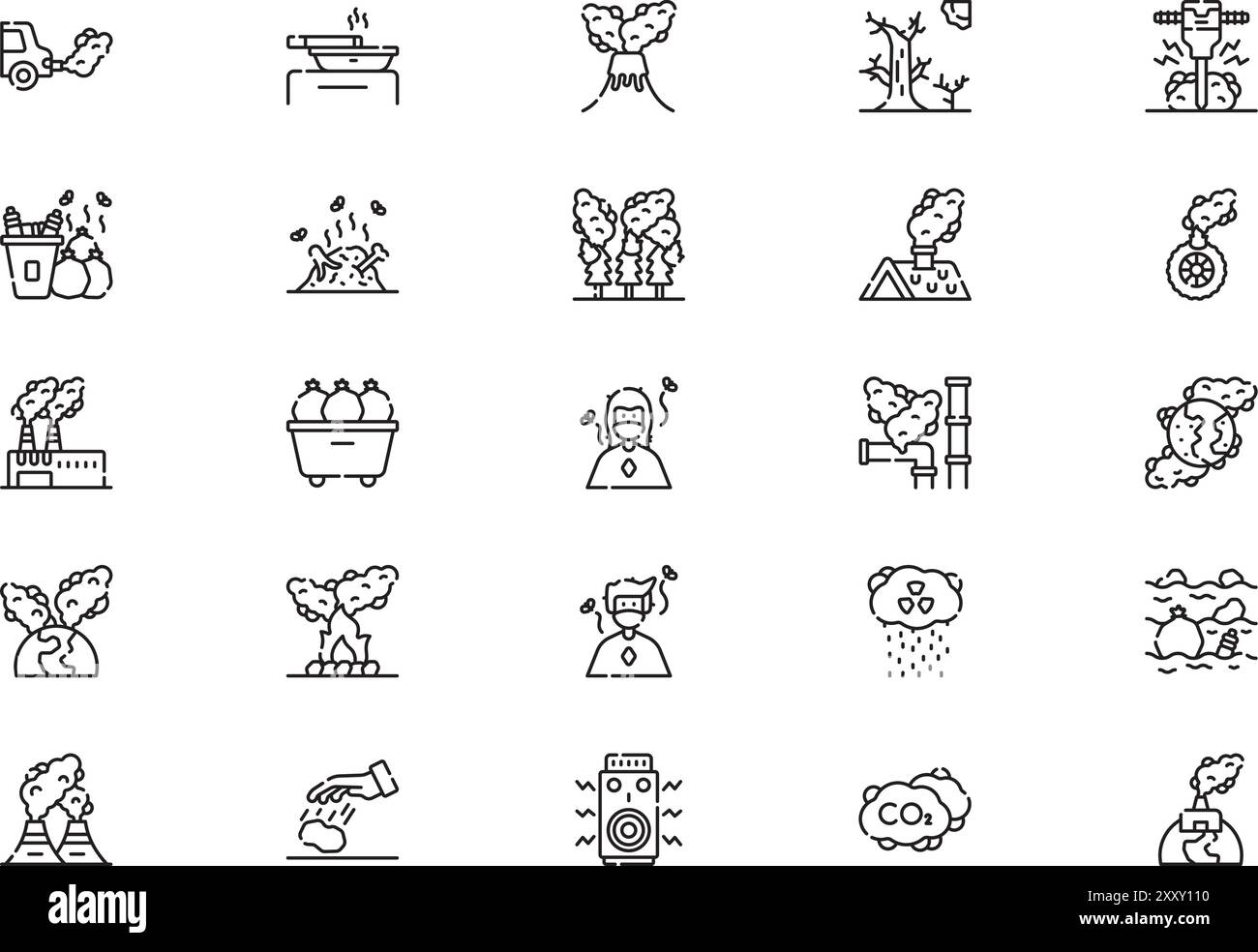 Pollution icons collection is a vector illustration with editable ...