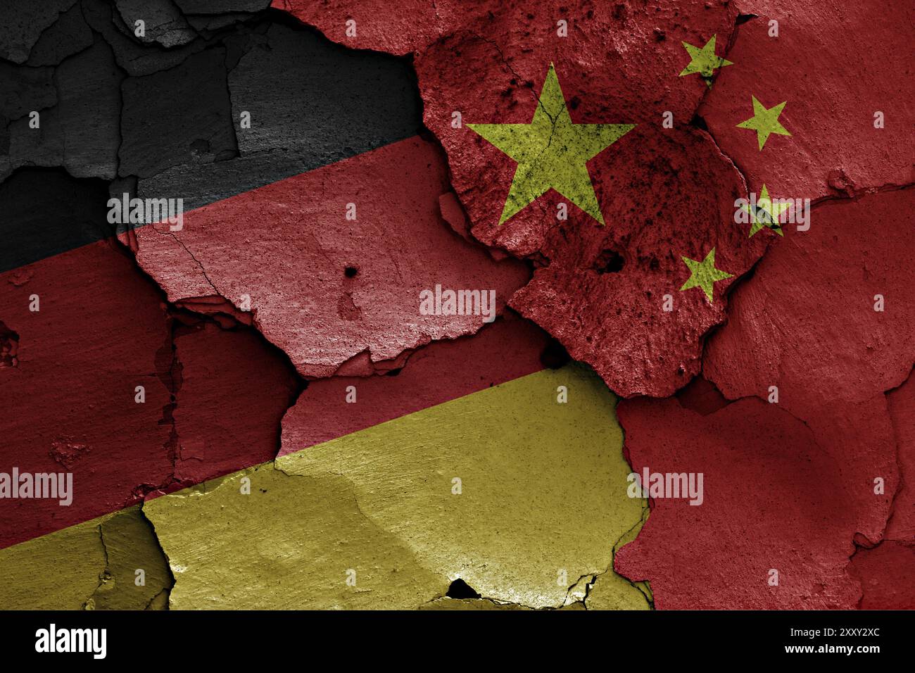 Flags of Germany and China painted on cracked wall Stock Photo - Alamy