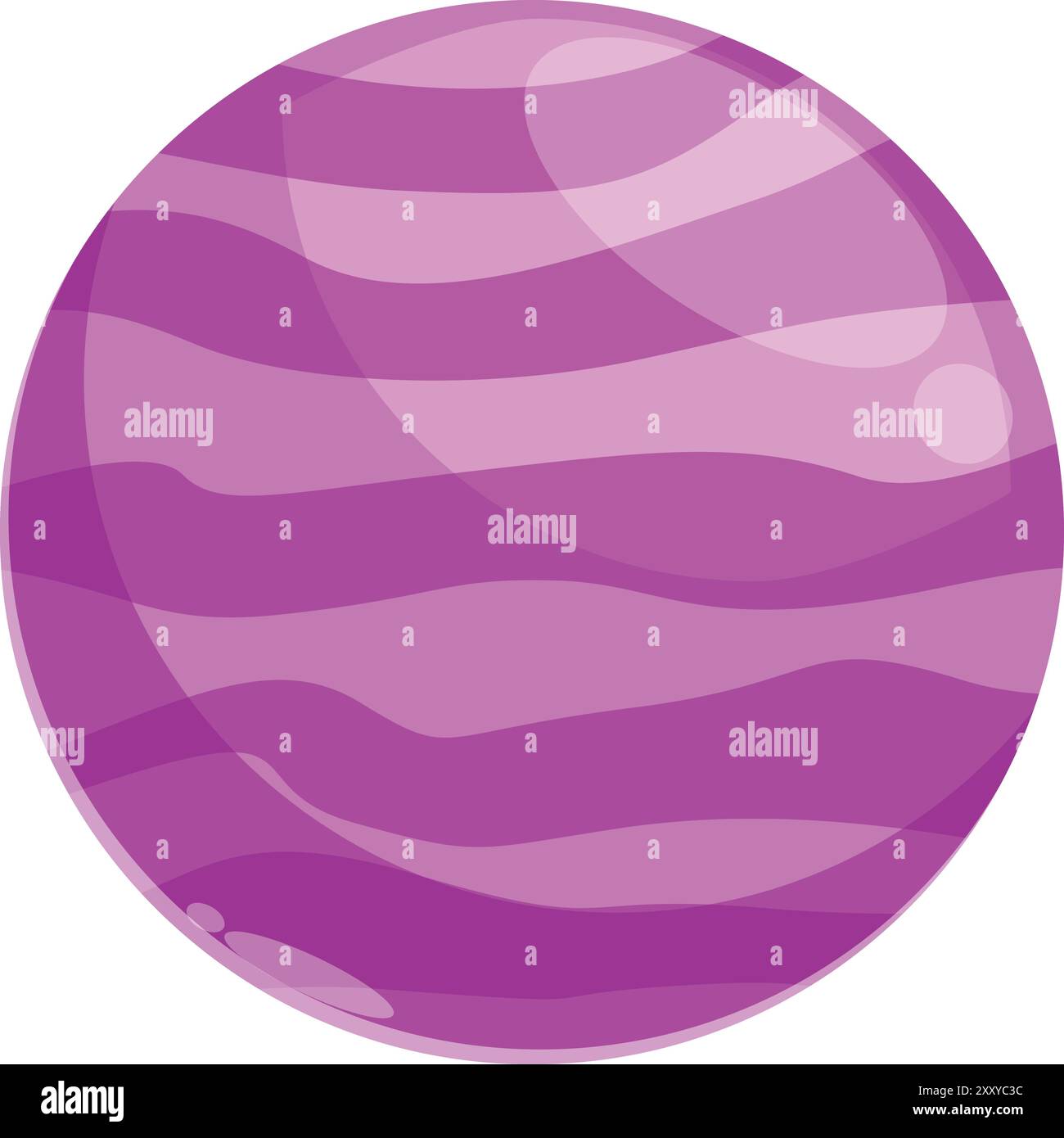 Large round purple planet with glowing stripes is floating in the ...