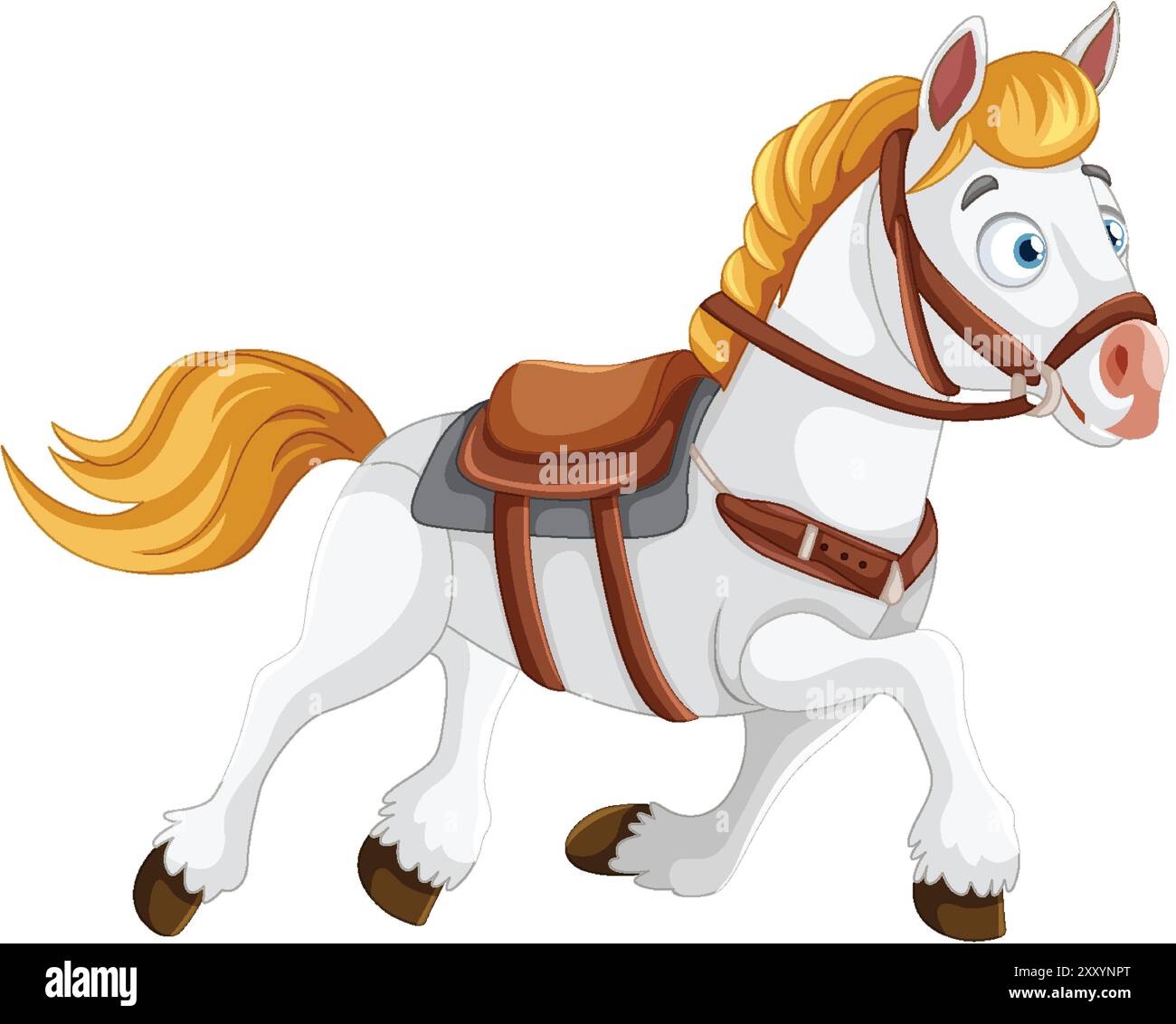 A cheerful horse with saddle and bridle Stock Vector