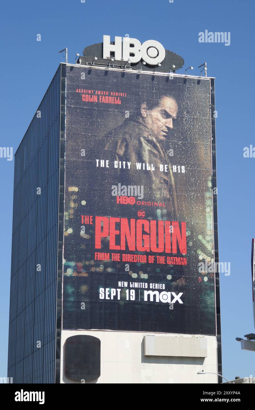 Los Angeles, California, USA 24th August 2024 Colin Farrell The Penguin Billboard on Sunset Blvd on August 24, 2024 in Los Angeles, California, USA. Photo by Barry King/Alamy Stock Photo Stock Photo