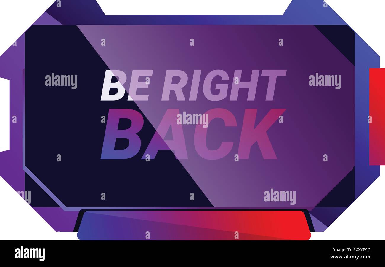 Modern and colorful overlay showing an offline screen with the text be right back Stock Vector