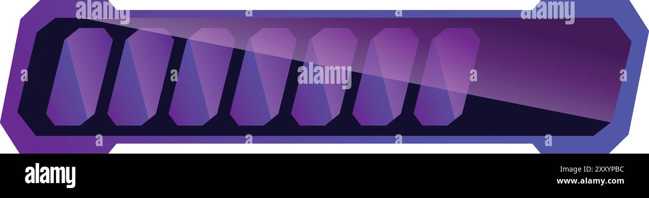 Futuristic game progress bar is loading, with a sleek purple design Stock Vector