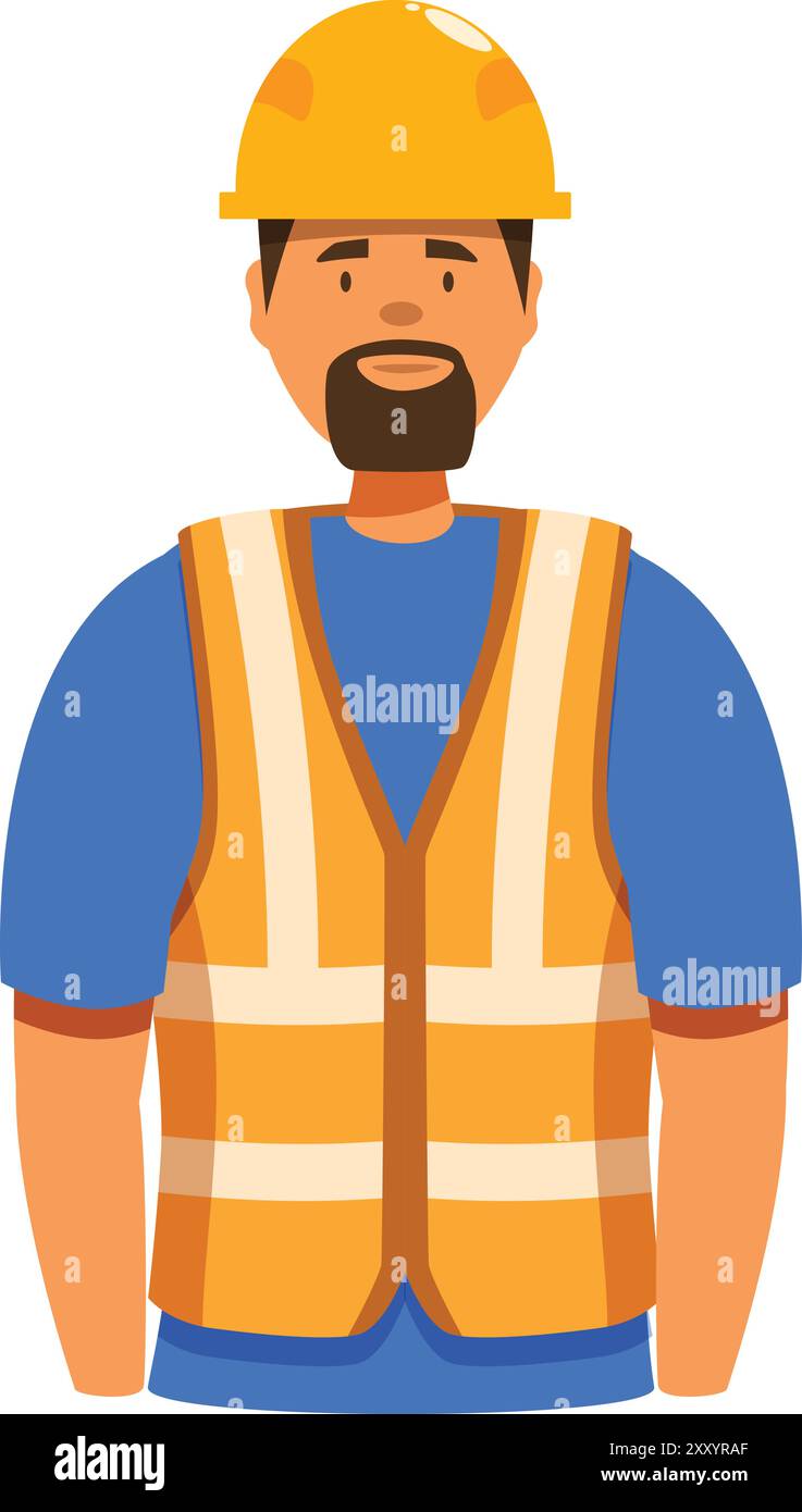 Construction worker wearing a hard hat and safety vest is smiling Stock ...