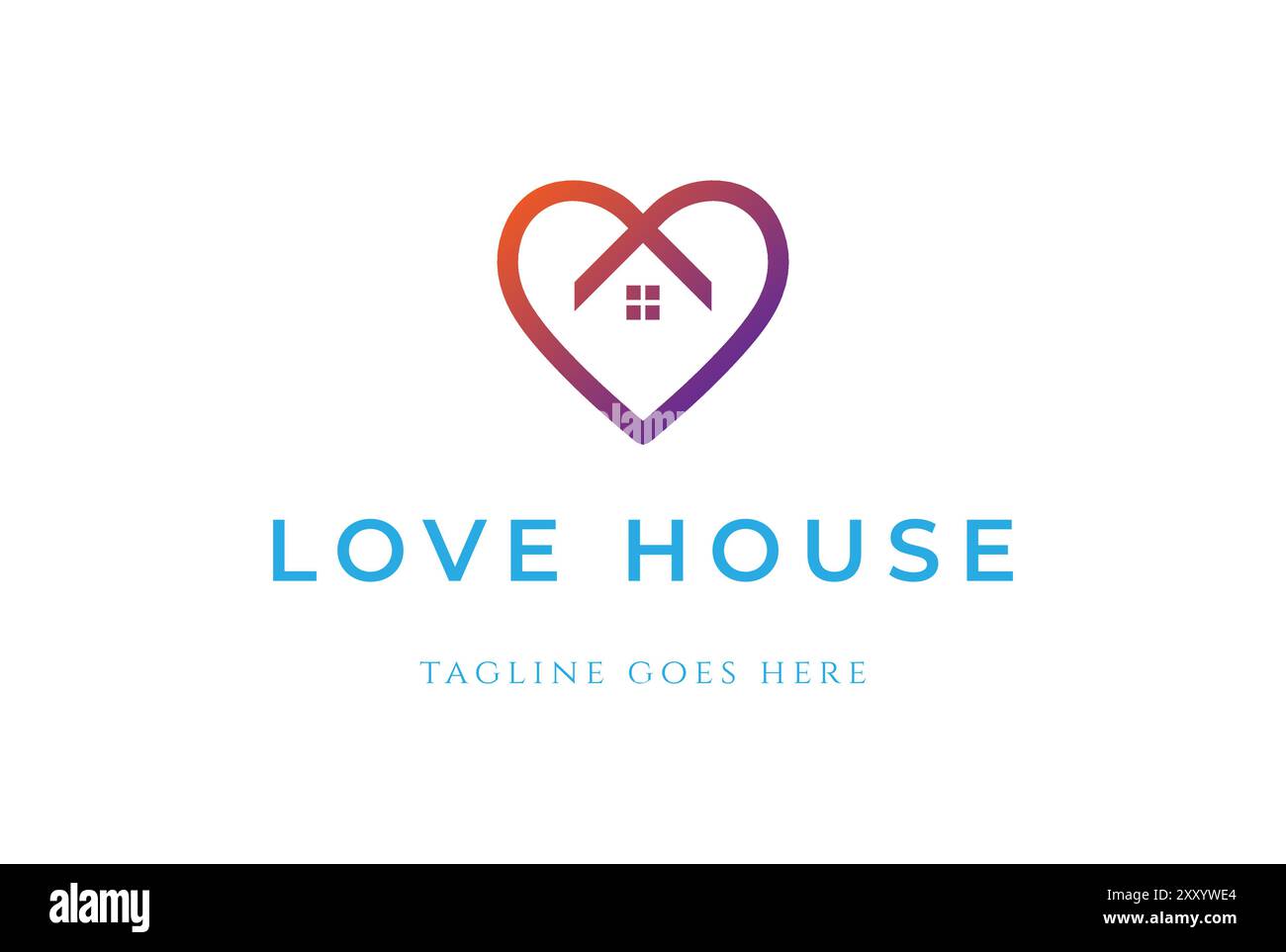 Colorful Modern Love Heart with House Logo Design Vector Stock Vector ...