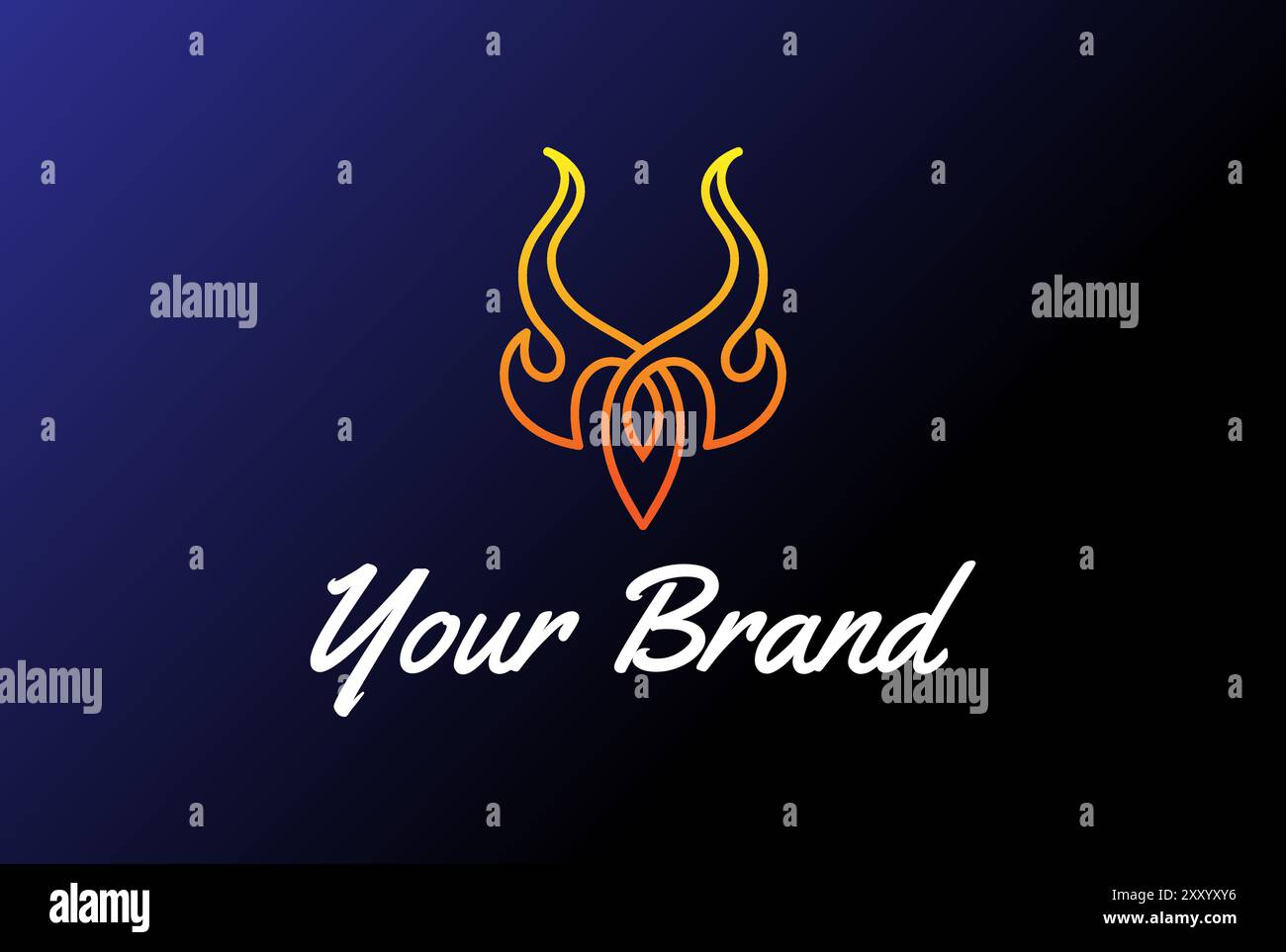 Simple Tribal or Bull Devil Horn Fire Flame Tattoo Logo Design Vector Stock Vector