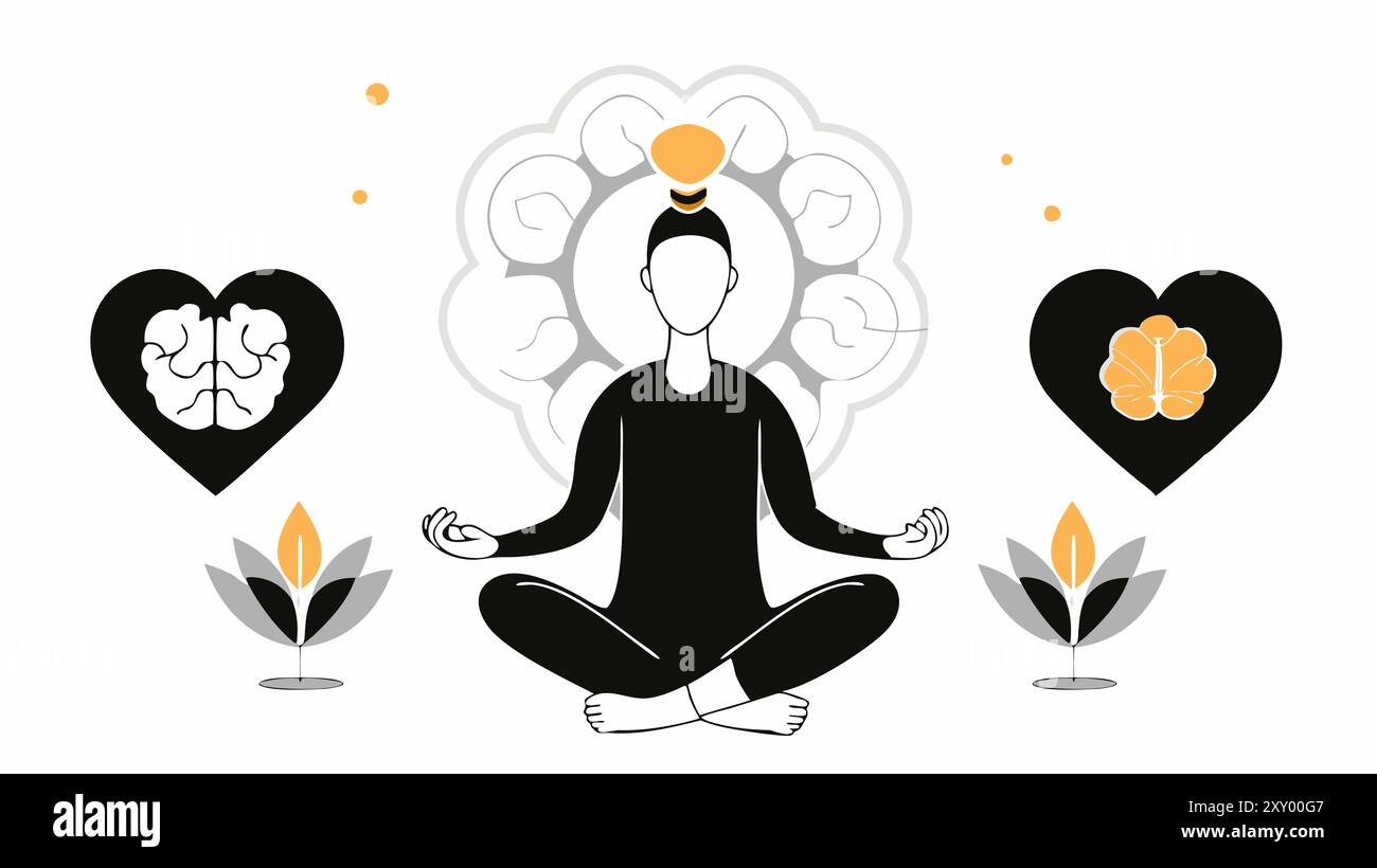 Meditating inner peace in Stock Vector Images - Alamy