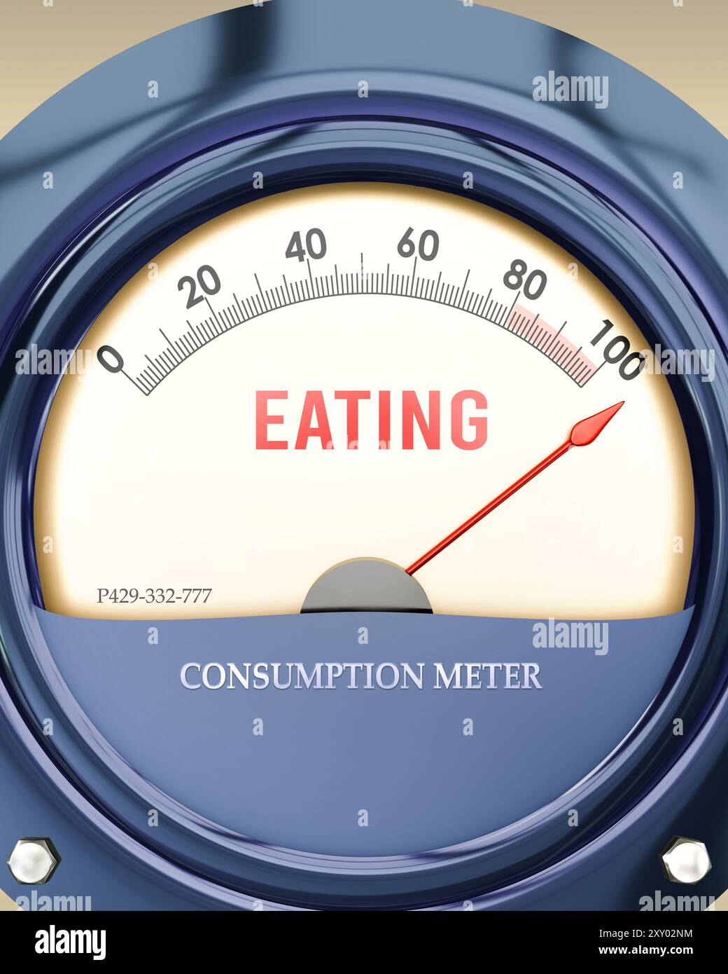 Eating and consumption meter that is hitting a full scale hi-res stock ...