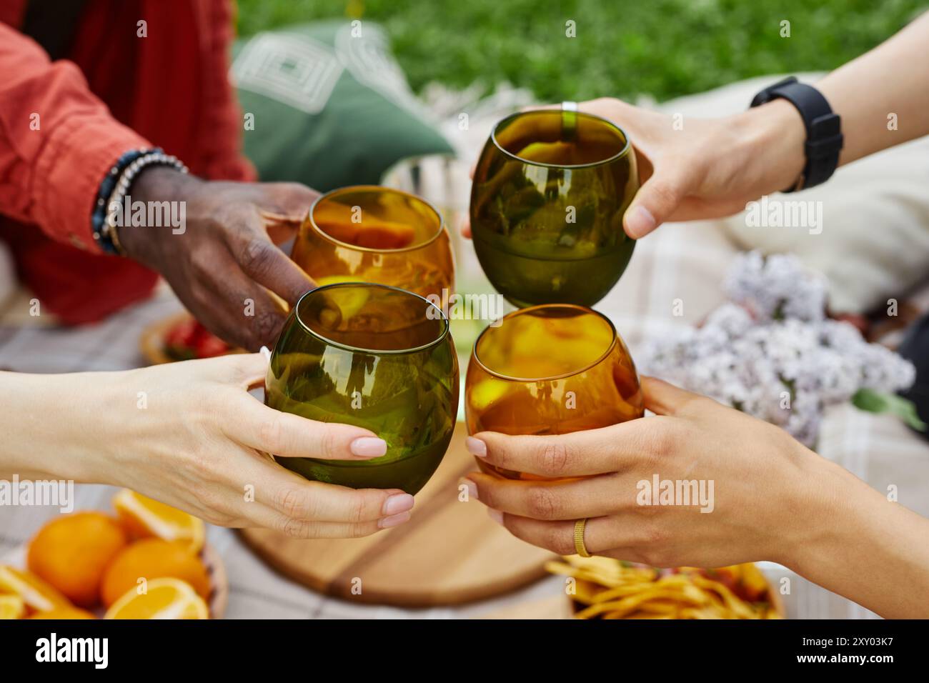 Picnic in nature group multiracial hi-res stock photography and images ...