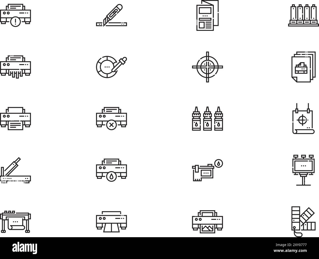 Printing icon collection is a vector illustration with editable stroke. Stock Vector
