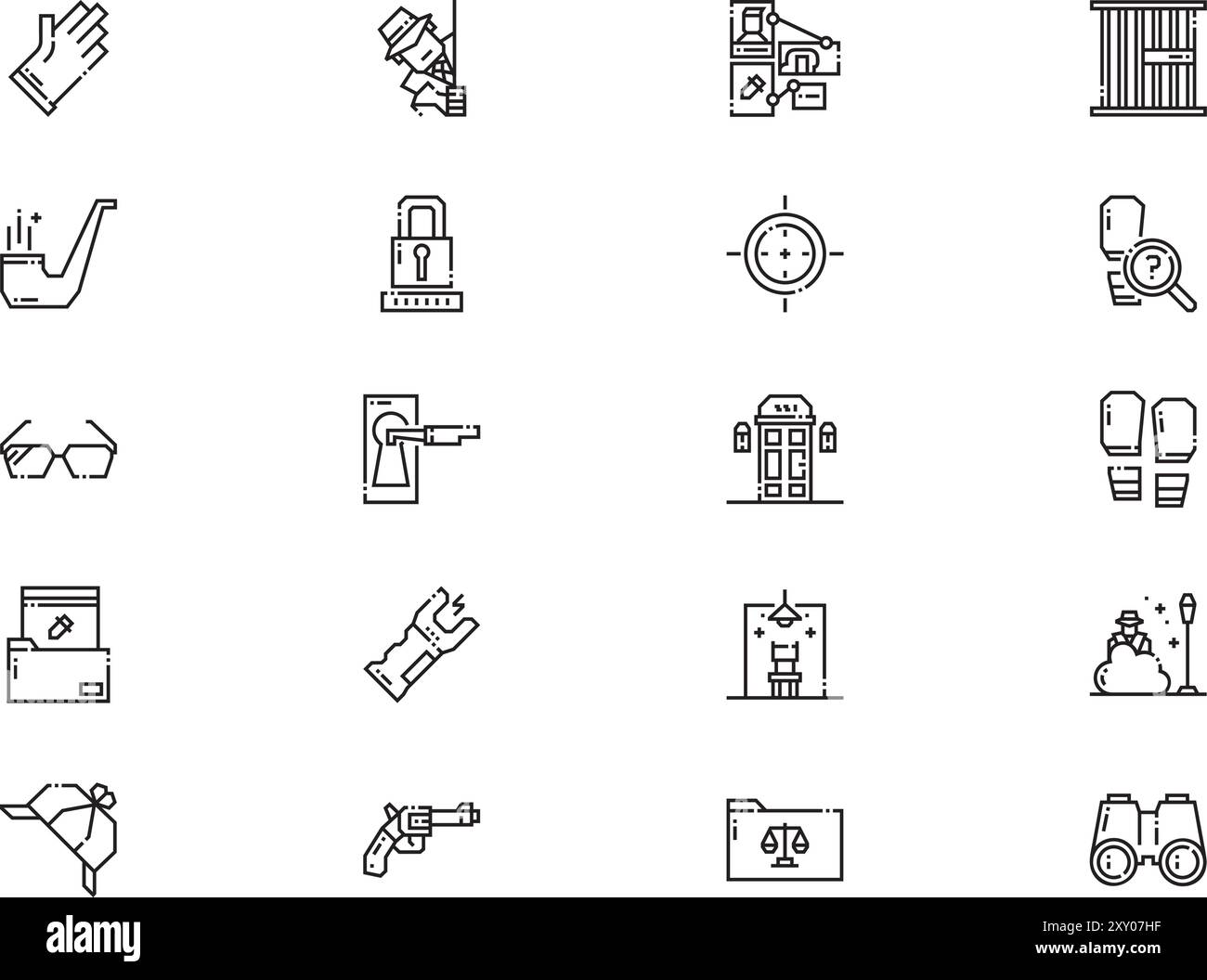 Private detective icons collection is a vector illustration with ...