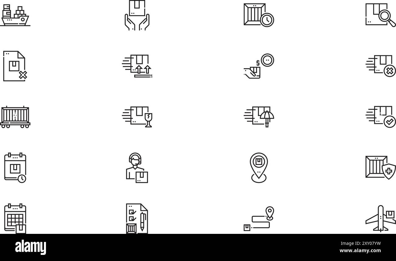 Delivery icons collection is a vector illustration with editable stroke. Stock Vector