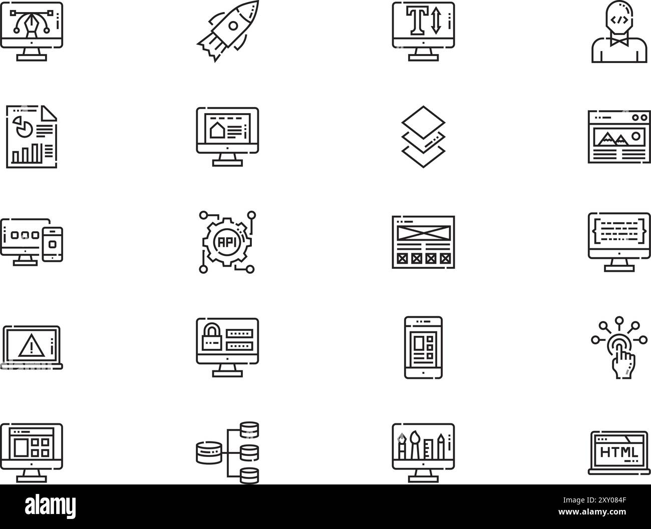Web development icons collection is a vector illustration with editable ...