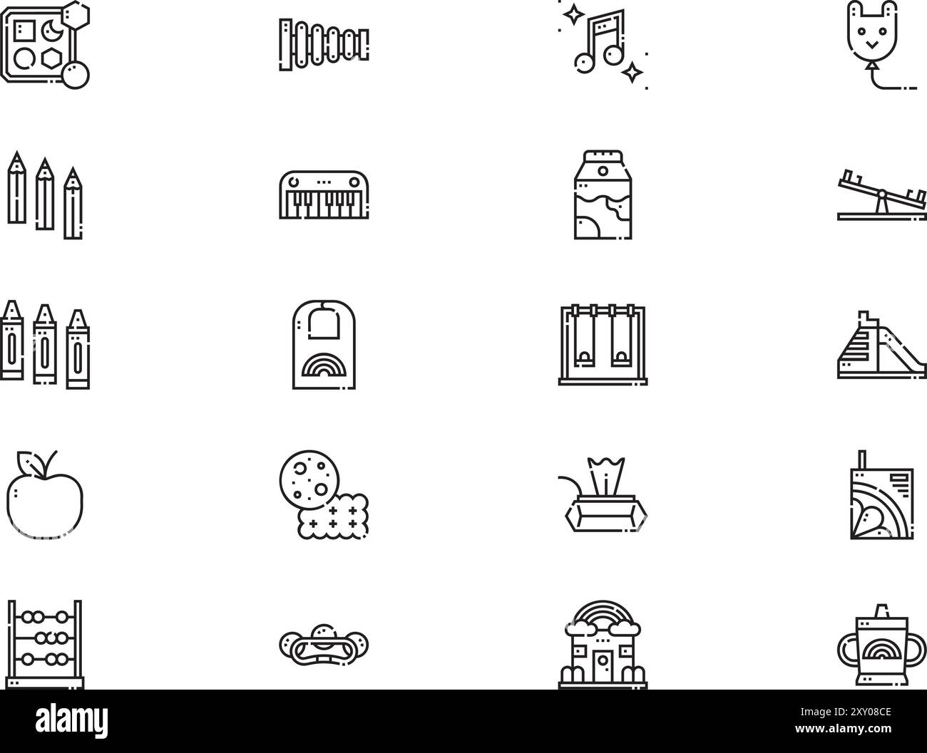 Kindergarten icons collection is a vector illustration with editable ...