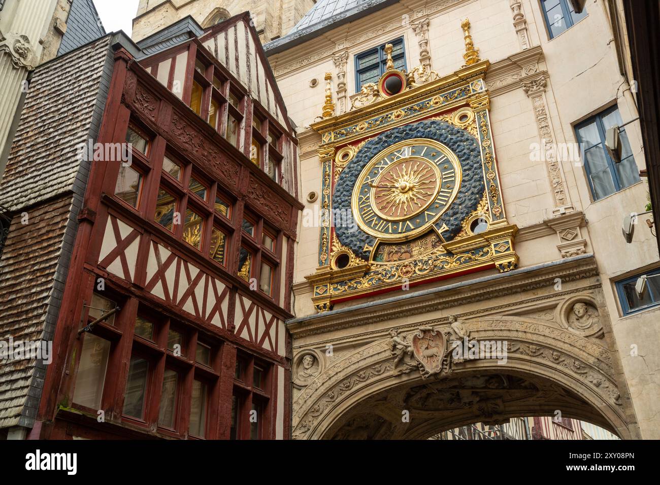 Gros Horloge, the Great-Clock, a 14th century astronomical clock Rue du ...