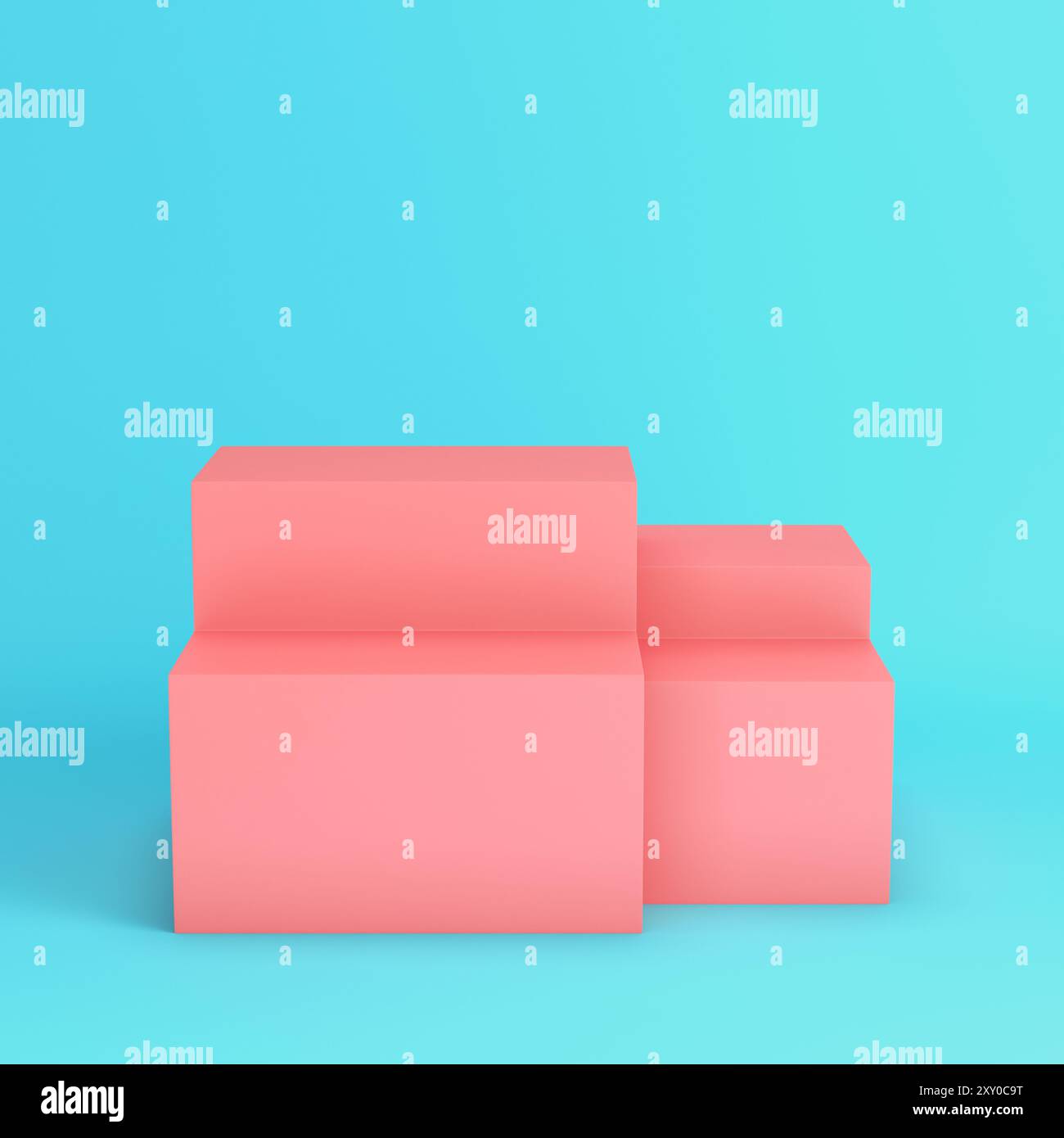 Pink box on bright blue background in pastel colors for product ...