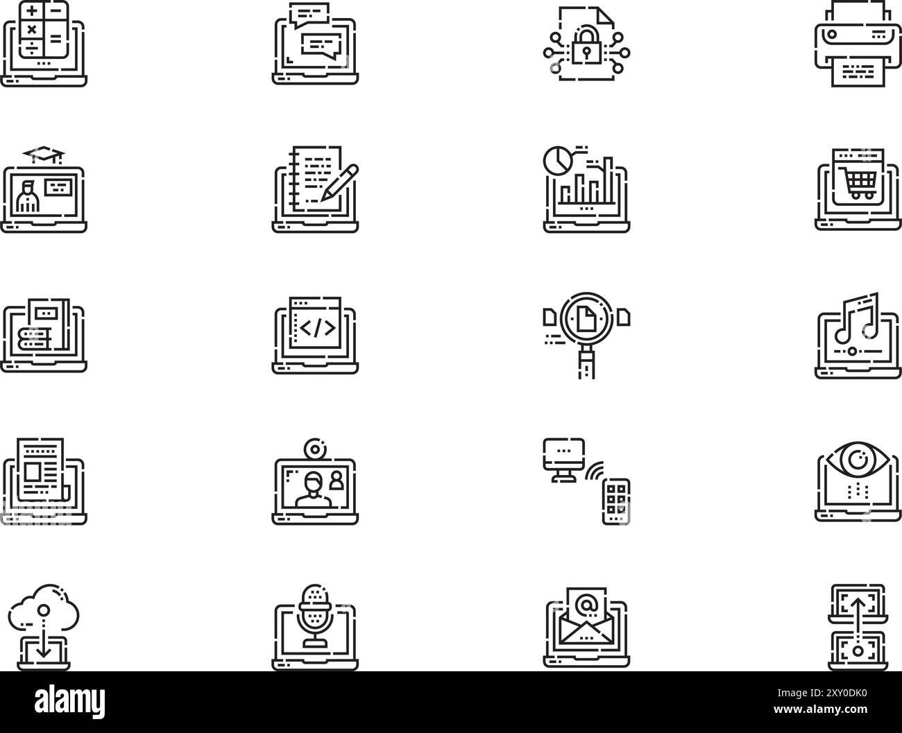 Computer functions icons collection is a vector illustration with ...