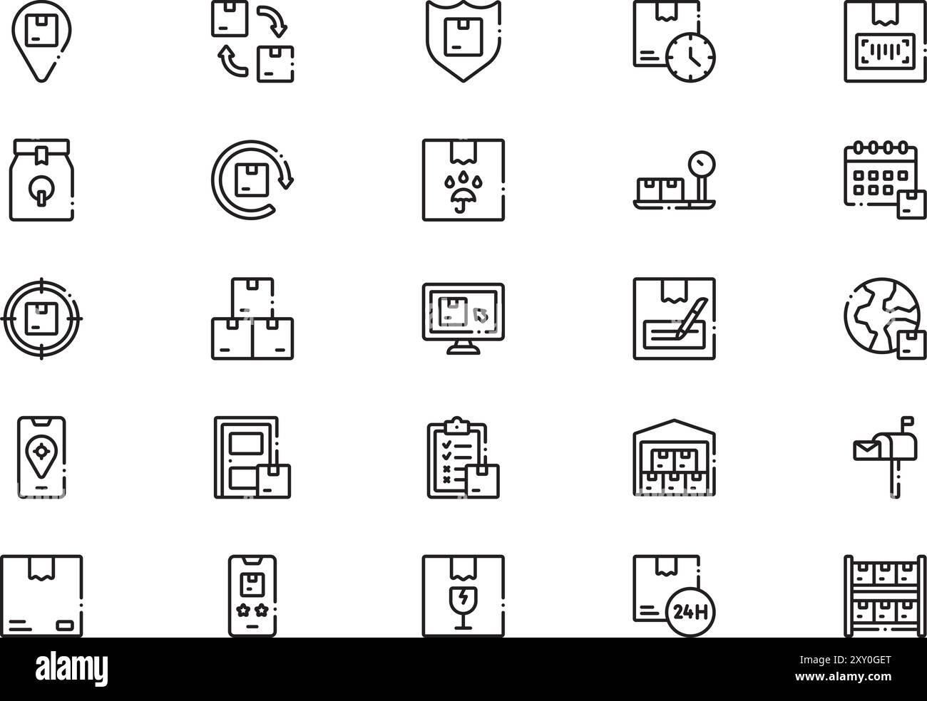 Delivery icons collection is a vector illustration with editable stroke. Stock Vector
