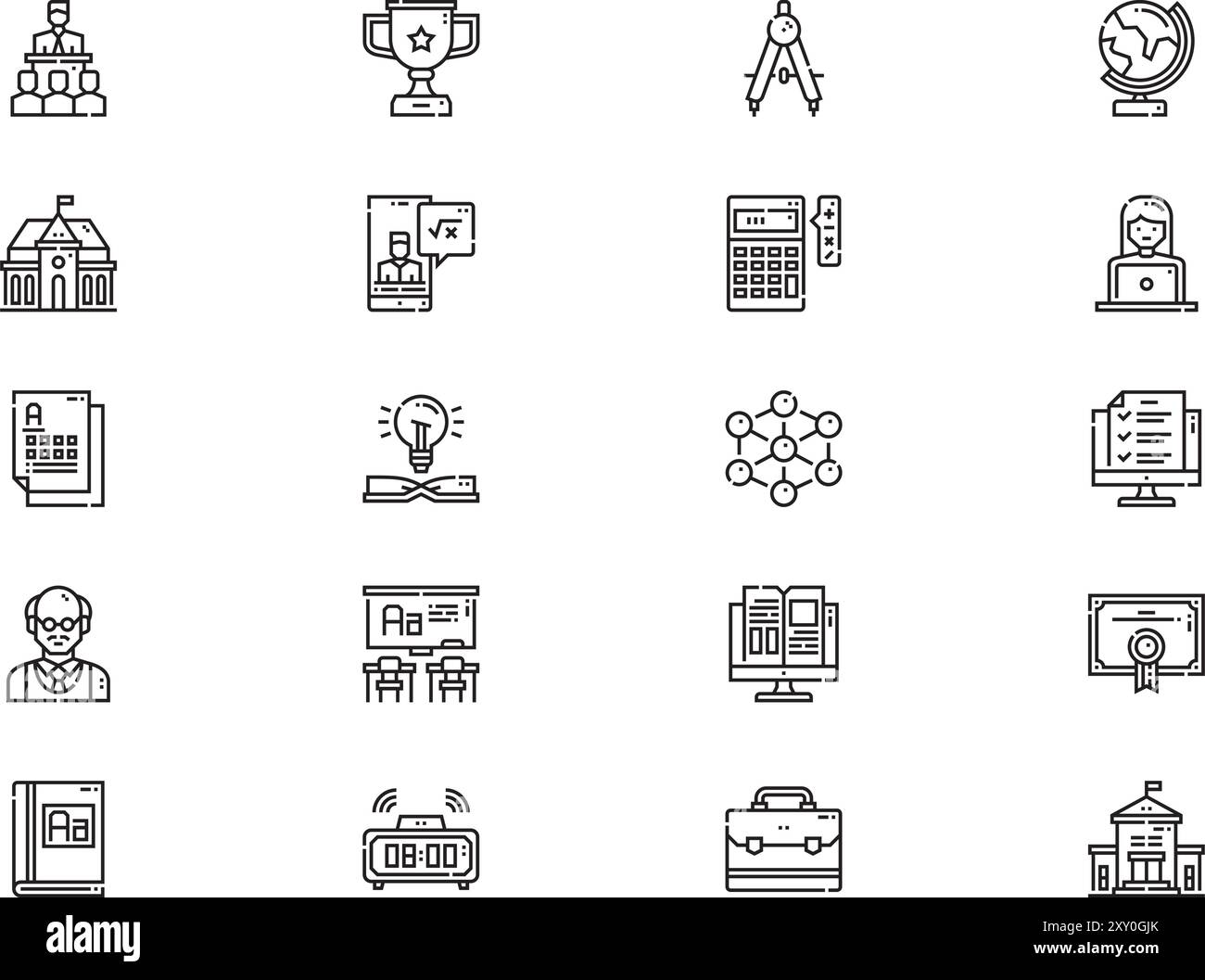 Teacher icons collection is a vector illustration with editable stroke ...