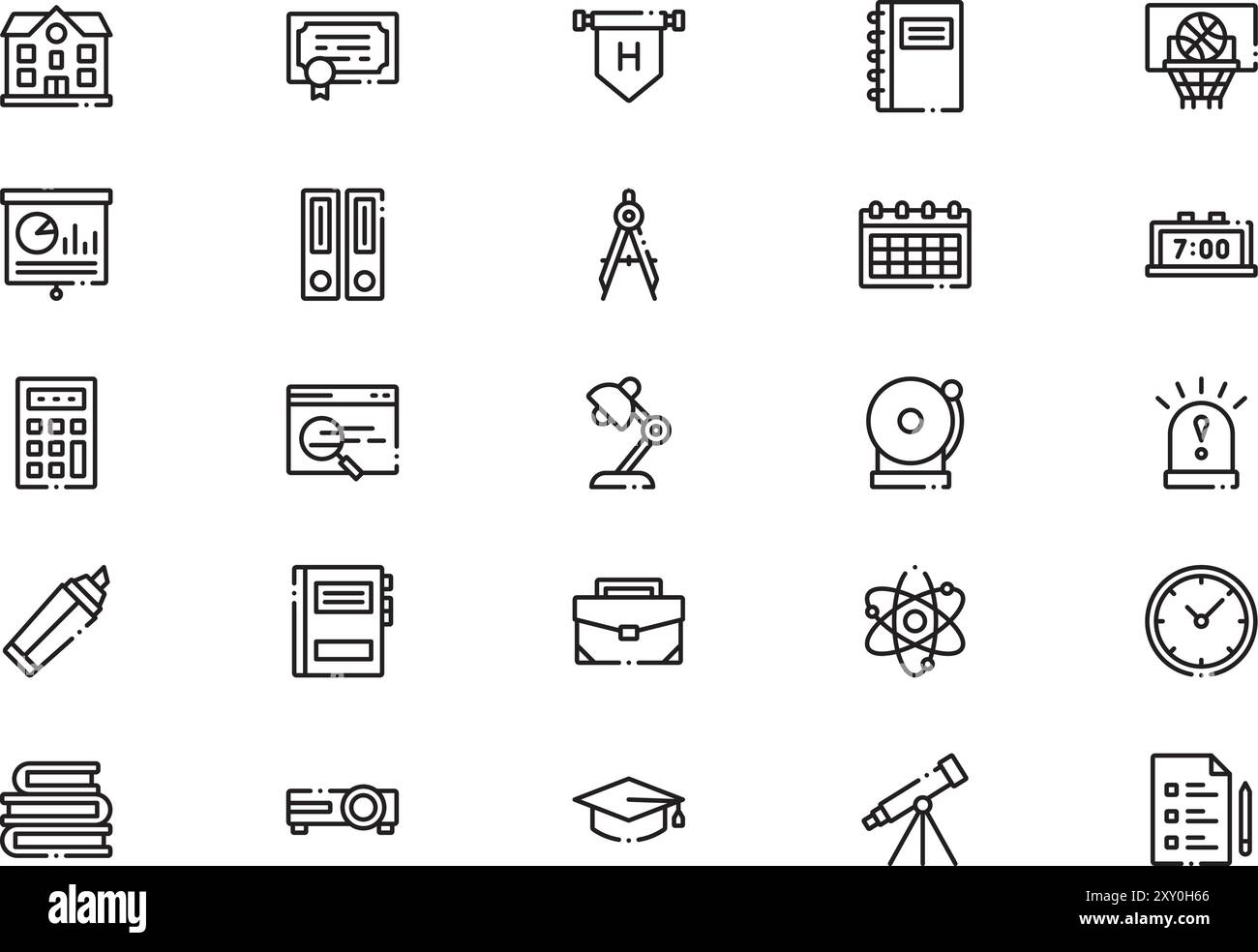 High school icons collection is a vector illustration with editable ...