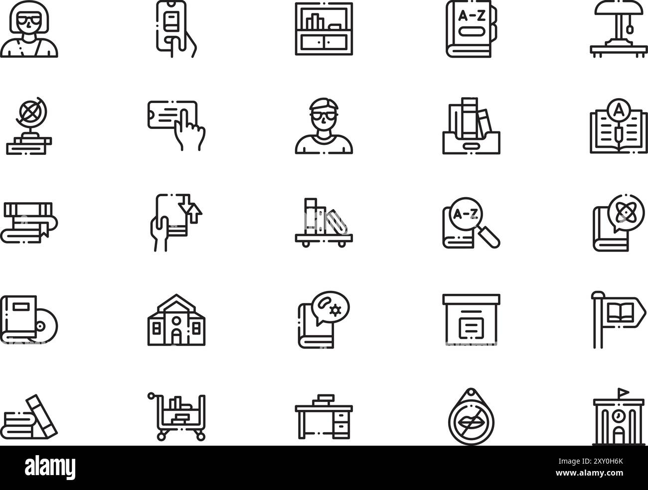 Library icons collection is a vector illustration with editable stroke ...
