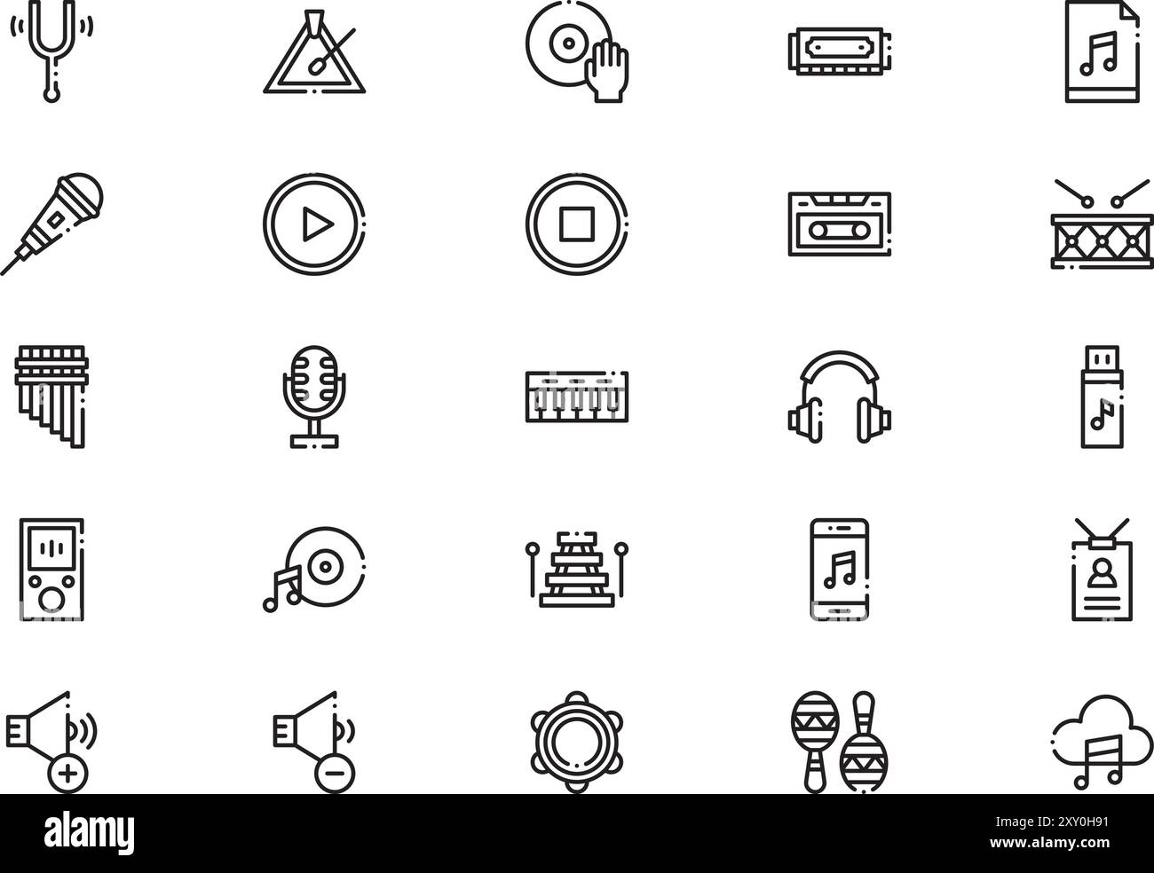 Music icons collection is a vector illustration with editable stroke ...